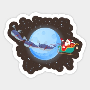 Santa Claus Riding whale Sticker